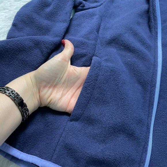 AMAZON ESSENTIALS Navy Fleece Hooded Jacket Large 9/10 - Picture 7 of 10